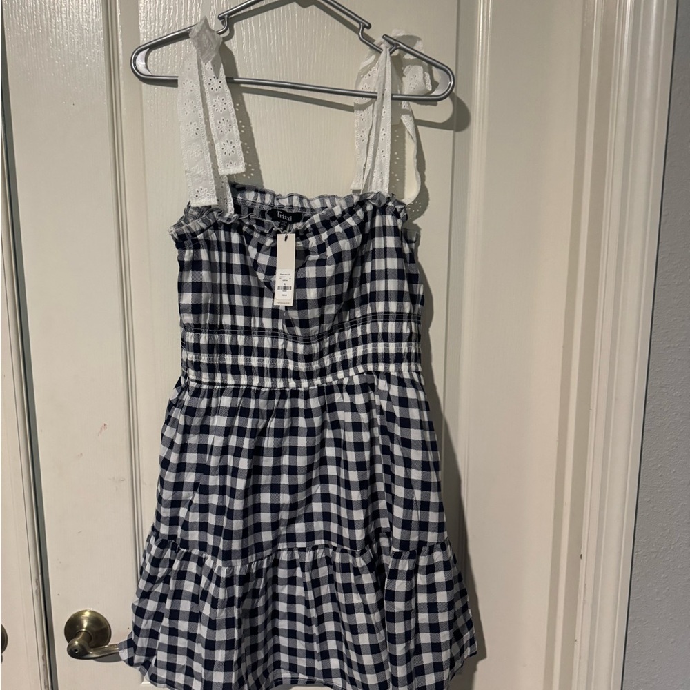 Francesca's Collections Navy and White Gingham Mini Dress